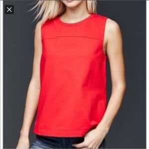 GAP Red Sleeveless Side Zip Ponte Top